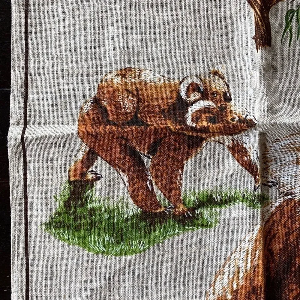 New Linen Australian hand printed  31x18” Koala images towel or wall hanging